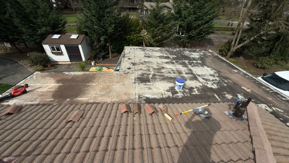 Gallery photos for Failed Flat Roof Gets a New Acrylic Coating in Happy Valley: Image #1